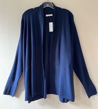 Dressbarn Sz 2X Blue Stretch Open Cardigan Sweater Long Sleeves Waterfal... - $499.49 MXN