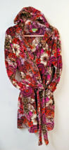 Vera Bradley WM S/M Wrap Hooded Robe Rosewood Long Sleeves Short Floral ... - £26.14 GBP