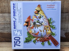 Bits &amp; Pieces SHAPED Jigsaw Puzzle - “Woodland Cardinals” 750 Piece - SH... - $18.79