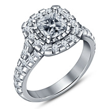 2.00 Ct Cushion Cut D/VVS1 Diamond Engagement Wedding Ring 14K White Gold Over - £53.05 GBP