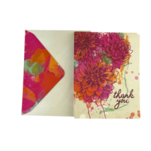 Compendium Thank You Cards Modern Floral Deep Pink Orange Dahlia Soy Ink - $17.87 CAD
