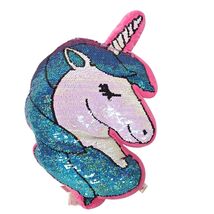 Justice Sparkly Unicorn Pillow Reversible Sequin Pink Purple Plush Cushi... - $21.48