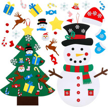 Felt Christmas Tree Set and DIY Felt Christmas Snowman Set, Including 56 Pieces - £7.44 GBP