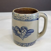 Beaumont Brothers BBP Pottery Salt Glazed Mug Stoneware Blue Heart Vtg Beer 4.25 - £17.00 GBP