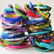 50PCS Wholesale Silicone Bracelets Lot Wristband Kids Children Women Men Sport L - £19.85 GBP