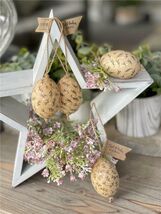 Hanging Wooden Egg - Leaves Design - $6.83 CAD
