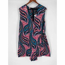 NWT D&#39;Ianyu Faux Wrap Romper Sz XXL Pink Blue African Print Sleeveless - £39.16 GBP