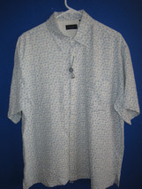 Linea Russo Signature Polka-Dots Short Sleeve Men’ Shirt Antique White L - $22.96