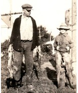 1929 Kansas River Fishing Photograph Father Son Big Catch - $29.70