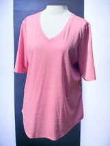 Tacera vneck short sleeve pink pullover comfy stretch tee tshirt size large - £14.39 GBP