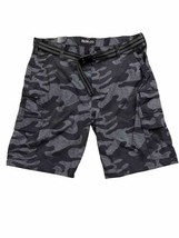 Iron Co Hybrid Cargo Shorts Mens 40 Camo Gray Belted Performance Stretch NEW - £13.13 GBP
