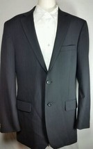 pronto uomo Men’s Blazer Sz 42 L 2 Button Black With Gray Pinstripe 100%... - £14.28 GBP