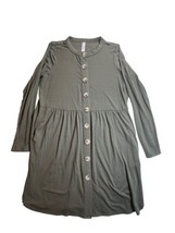 Zenana Premium Womens Long Sleeve T-Shirt Side Pockets Big Buttons Dress-Medium - £12.17 GBP