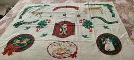 Wamsutta Christmas Appliques Fabric  Panel  Santa Snowman Rocking Horse Star Joy - £9.48 GBP