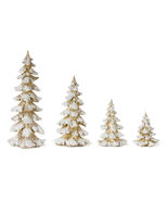 Gold Flocked Pine Tree Decor (Set of 4) - 760390 - $2,556.39 MXN