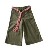Bana Di Jeans VTG Y2K Girls Wide Leg Capri Pants Sz 14 Green w/Belt 24&quot; ... - $42.48 CAD