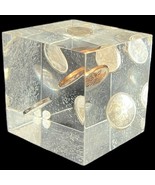 1968 Canadian Coin Set Lucite Square Paperweight Queen Elizabeth 2-1/2&quot; ... - $16.55 CAD