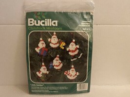 BUCILLA Kit #82178 &quot;Jolly Santas&quot; jeweled stitchery felt ornaments set of 6 - £17.39 GBP