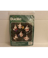 BUCILLA Kit #82178 &quot;Jolly Santas&quot; jeweled stitchery felt ornaments set of 6 - £17.40 GBP