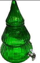 Green Glass Christmas Tree Beverage Drink Dispenser 2 Gallons Holiday Time - £14.69 GBP