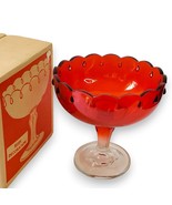Indiana Glass Ruby Red Teardrop Pedestal Dish Original Box Vintage Macy&#39;... - $380.13 MXN