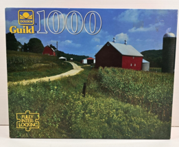 Golden Guild Near Madison WI 1000 Pc Puzzle Farm Red Barn Landscape Fun ... - $27.71
