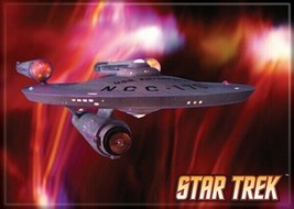 Star Trek The Original Series Enterprise on a Red Background Magnet NEW ... - £3.16 GBP