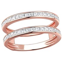 0.50CT Princess LC Moissanite Wedding Enhancer Ring Rose Gold Plated Silver - £76.66 GBP