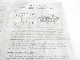 LIONEL  POST-WAR  1960 INSTRUCTION SHEET FOR #153C CONTACTORS GOOD- H16 - $6.46