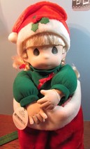 Precious Moments 1995 christmas stocking NIKKI Doll 16&quot; blonde hair/blue... - £20.09 GBP