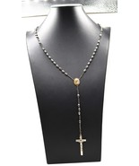 Vtg Silver Tone Bead Rosary Jesus Mary Cross Religous Jewelry - $24.99