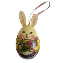 Vintage Paper Mache Easter Egg Bunny Rabbit Ornament Decoration - £14.20 GBP