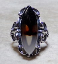 Clark &amp; Coombs 925 Sterling Silver TREE Picture Moss Agate Sz 6 Ring Nouveau - £117.95 GBP