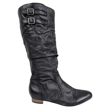 Steve Madden Branddy Soft Black Leather Knee High Boots Women 10 B Belt ... - $78.21