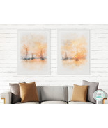 Watercolor Printable Wall Art, Set of 2 Orange Prints, Sunset Painting B... - $7.61 CAD