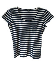 Ralph Lauren Blue White Striped T-Shirt Tee Women&#39;s Size L Short Sleeve Tank Top - £11.85 GBP