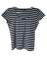 Ralph Lauren Blue White Striped T-Shirt Tee Women&#39;s Size L Short Sleeve ... - £12.01 GBP