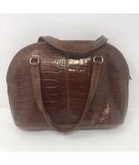 Liz Claiborne Vintage Brown Crocodile Print Leather Handbag No shoulder ... - $22.55