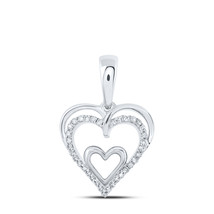 10K WHITE GOLD ROUND DIAMOND HEART NICOLES DREAM COLLECTION PENDANT 1/10 CT - $190.40