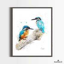 Premium Art Print Common Kingfishers in Watercolors, by Dreamframer Art - £29.86 GBP+