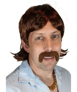 70&#39;s Hippie Wig | Mustache Included | 60s Disco Party Wig Straight Sonny... - €14,50 EUR