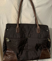 Chelsey Henry Large Black Tote bag Purse w/Lime Green Cloth Interior - £56.98 GBP