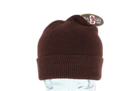 NOS Vintage 90s Streetwear Boys Blank Knit Winter Beanie Hat Cap Brown C... - $24.70