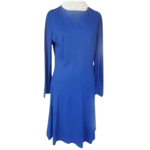 Vintage 70s Blue Mini Long Sleeve Dress Size 12 - £43.52 GBP