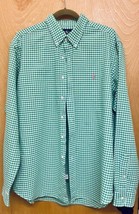 Men's Ralph Lauren Classic Button Down Cotton Shirt Green White Check Size XL - £15.69 GBP