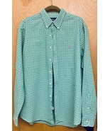 Men&#39;s Ralph Lauren Classic Button Down Cotton Shirt Green White Check Si... - $335.21 MXN