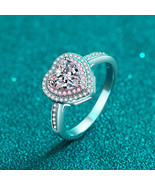 GRA Certified Heart-Shaped Pave Halo 1ct Moissanite S925 Engagement Ring - $110.00
