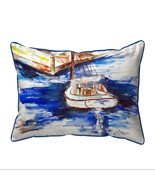 Betsy Drake Sailboat &amp; Dock Small Pillow 11x14 - £38.94 GBP