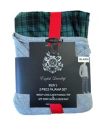 ENGLISH LAUNDRY Men&#39;s 2 Piece Pajama Set Thermal Size XL Gray Green Plaid - £19.45 GBP