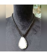 Womens Mother of Pearl Teardrop Black Glass Seed Bead Chain Pendant Neck... - $37.51 CAD
